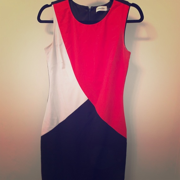 Calvin Klein Sleeveless Color-block Dress - Picture 1 of 5